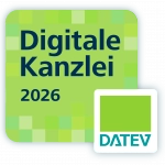 Logo der DATEV über die Auszeichnung von Kölzer Steuerberatungsgesellschaft als "Digitale Kanzlei 2026"